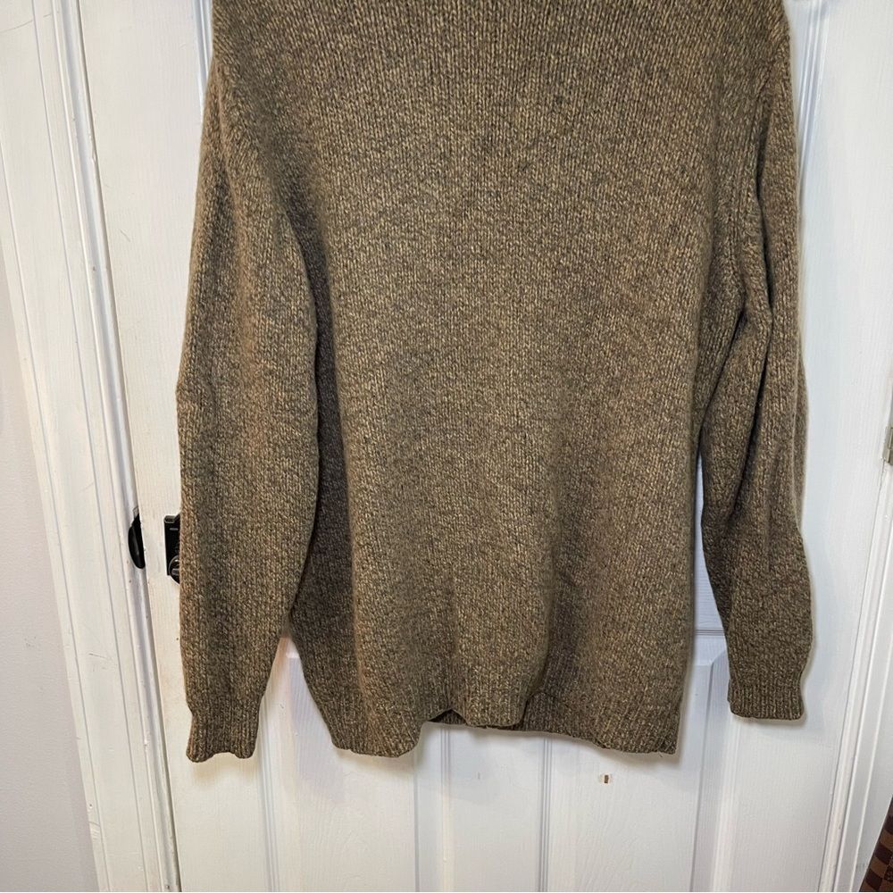 L.L. Bean Men's Tan Zip-Up Ultimate 100% Lambs Wool Sweater - Picture 6 of 7